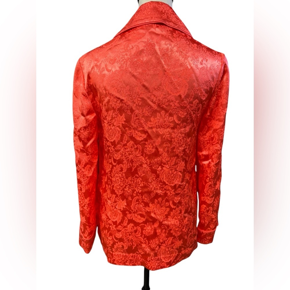 Alice And Olivia Bright Coral Shanda Satin Jacquard Blazer - Picture 6 of 7